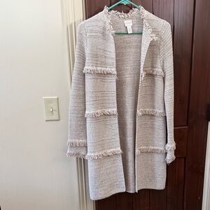 Chico's Soft Cream Fringe Cardigan